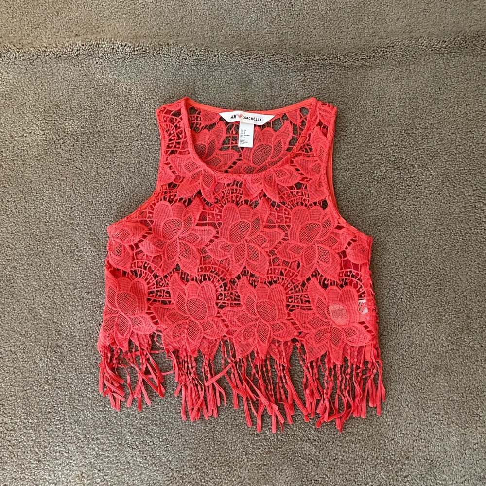 Orange Festi Boho Fringed Crop Top